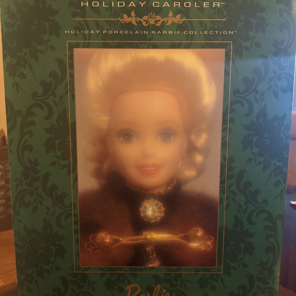 Holiday Caroler Barbie Porcelain Doll - Picture 1 of 9